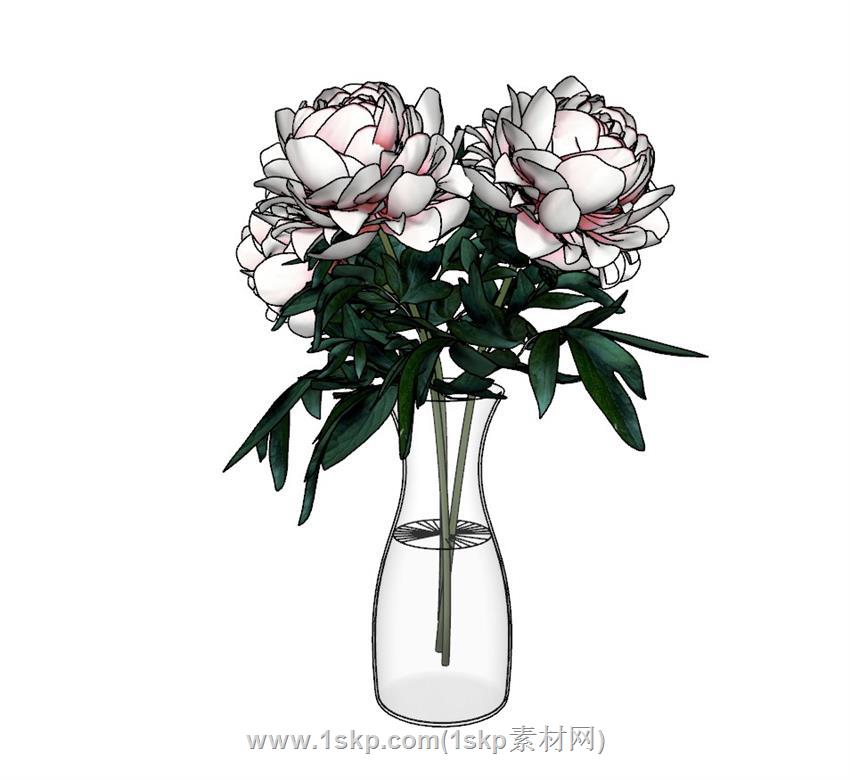 玫瑰花花瓶装饰SU模型