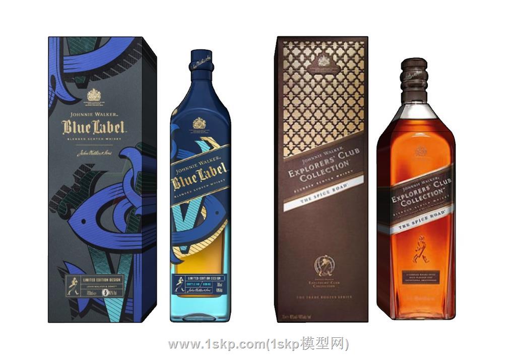 酒瓶洋酒摆件SU模型