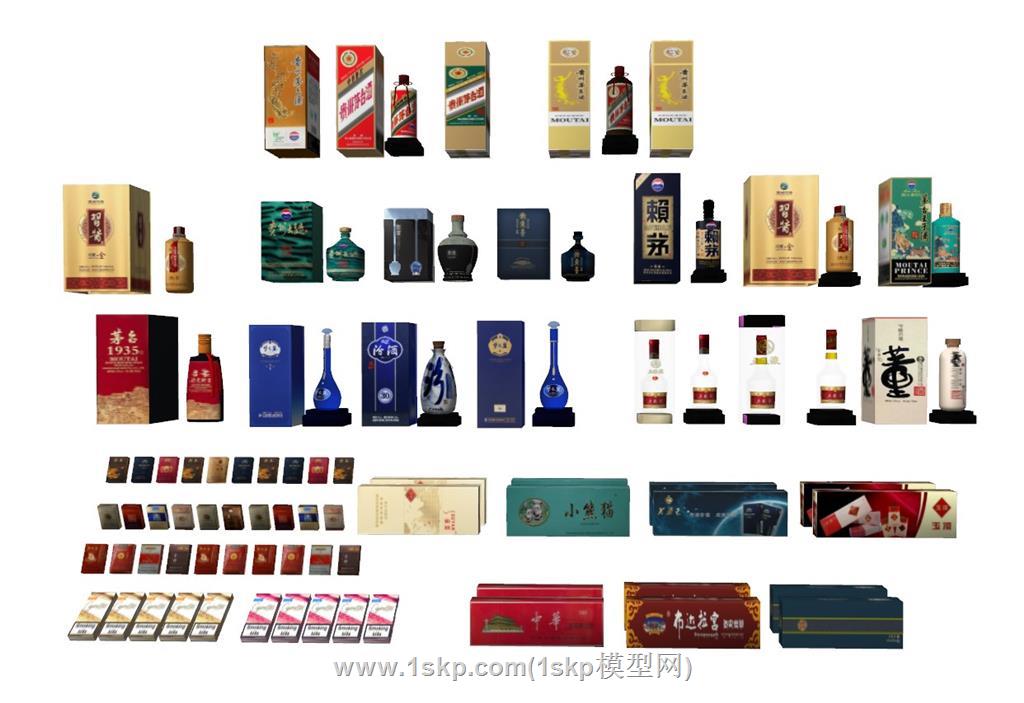 香烟名酒酒瓶SU模型