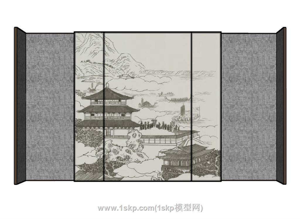 背景墙装饰板SU模型