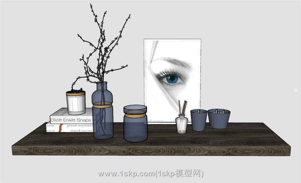 花瓶挂画摆件SU模型