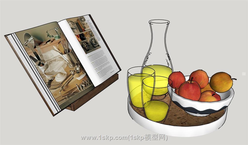 果盘杂志摆件SU模型