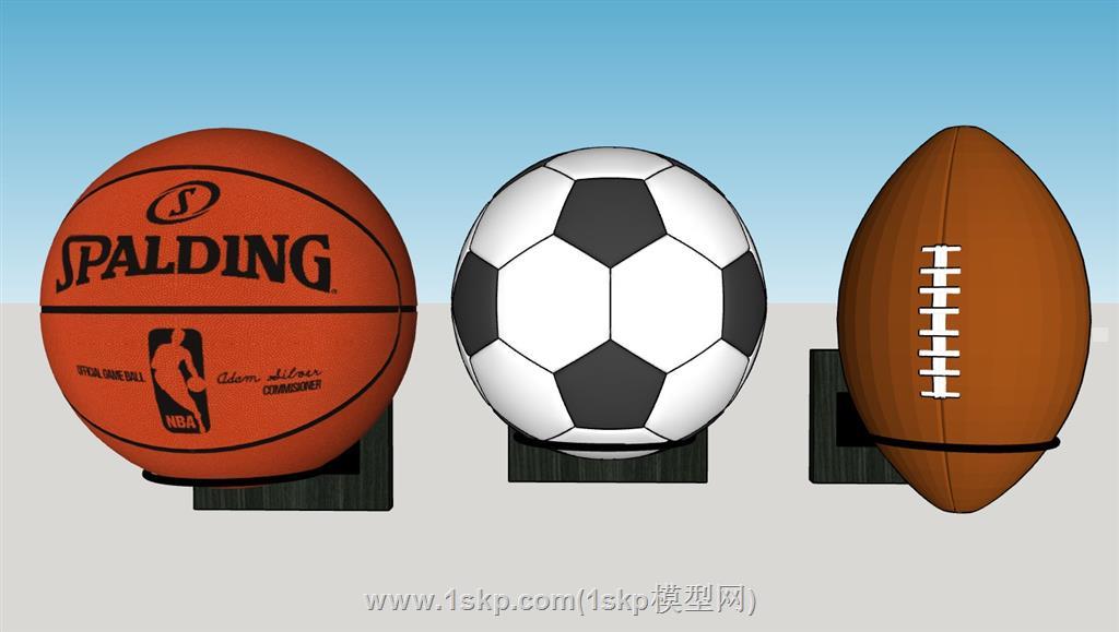 篮球足球橄榄球SU模型
