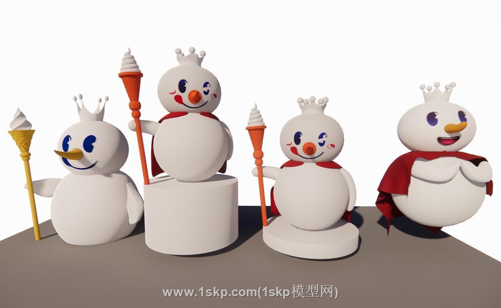 冰雪蜜城雪人公仔SU模型