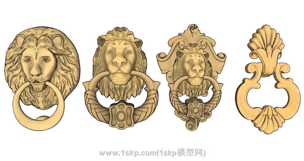 狮子头门扣扣门环SU模型