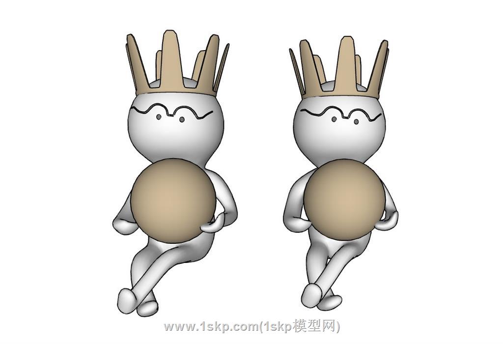 王冠公仔摆件SU模型