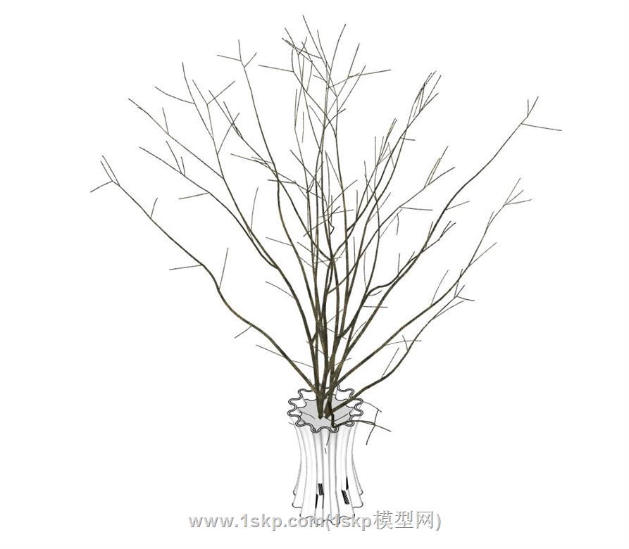 枯枝花瓶SU模型