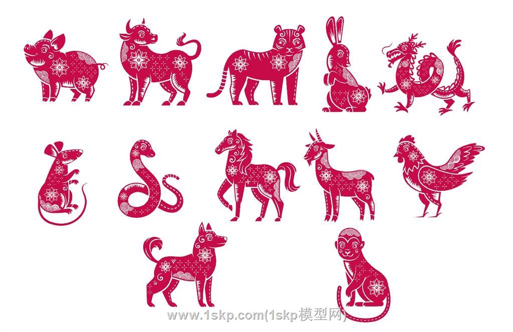 生肖剪纸SU模型