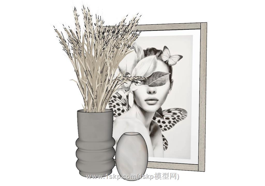 麦穗花瓶装饰画SU模型