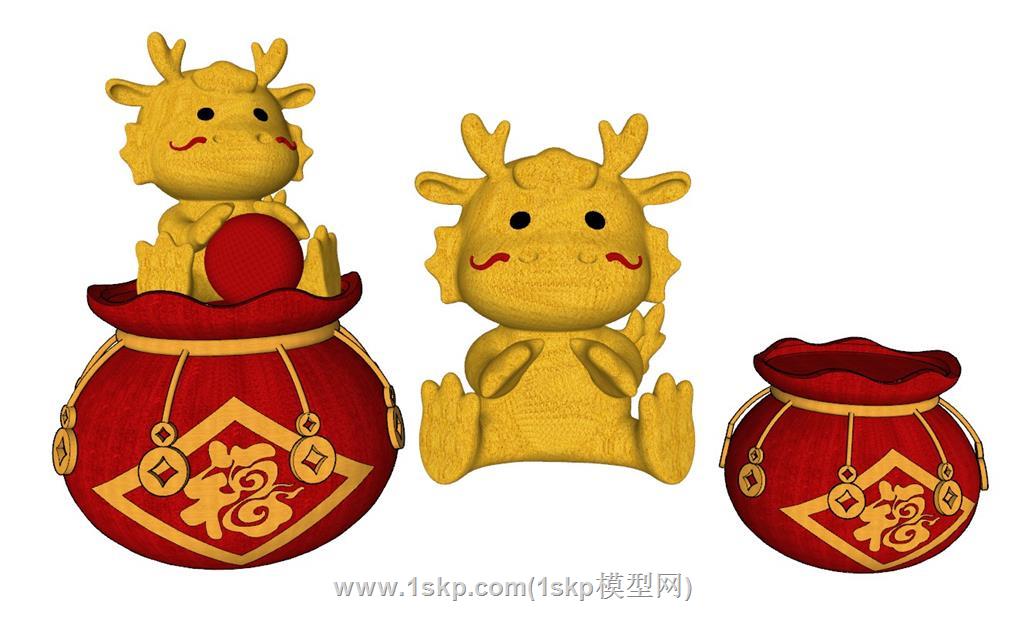 福袋小龙人SU模型