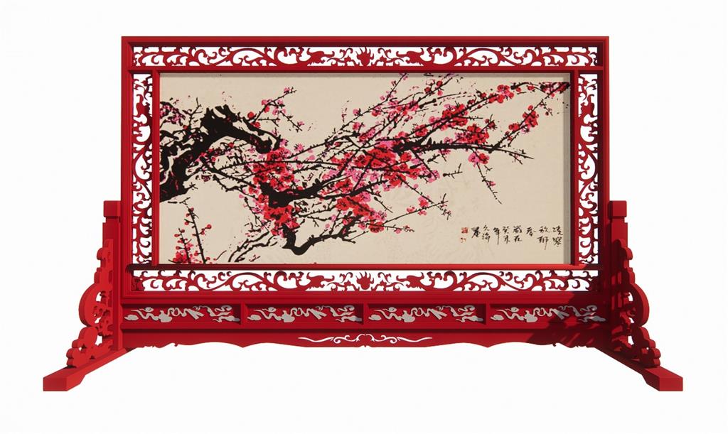 中国风屏风SU模型