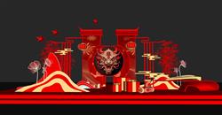 中国风美陈龙年SU模型