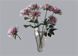 粉玫瑰花瓶SU模型