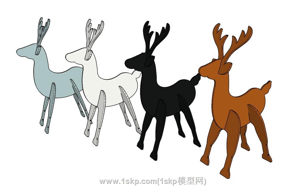 卡纸小鹿SU模型