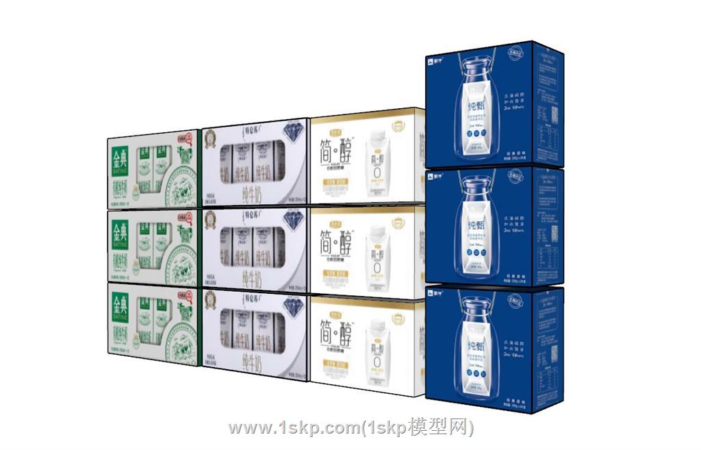 纯牛奶箱SU模型