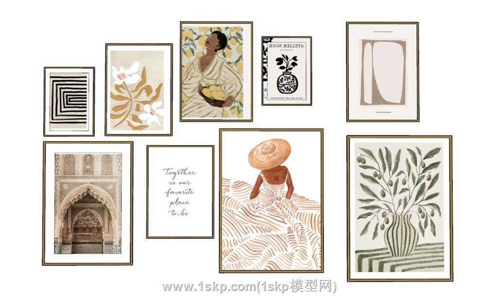 装饰画照片墙SU模型