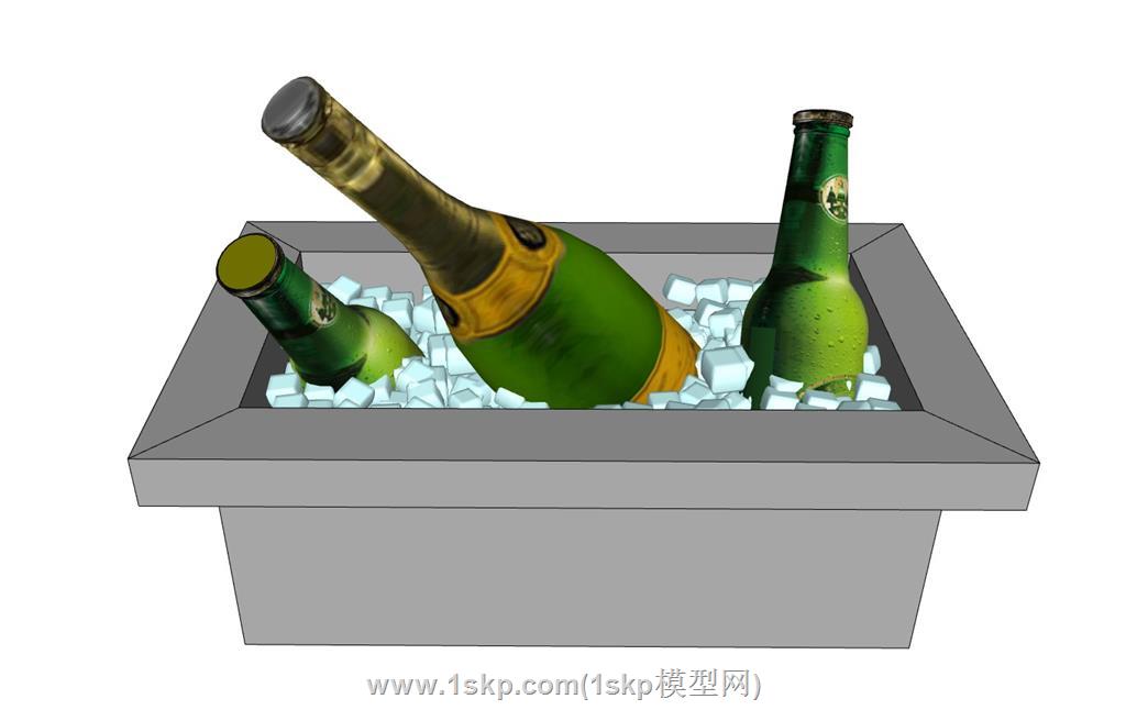 香槟酒瓶冰块SU模型