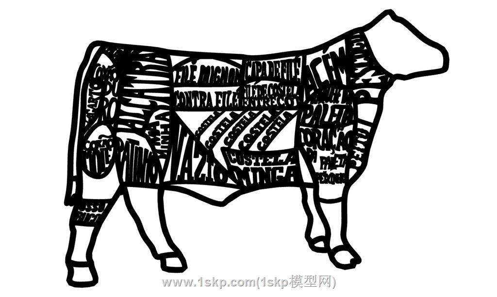 奶牛墙饰品SU模型