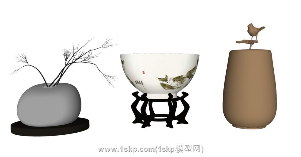 碗摆件花瓶SU模型