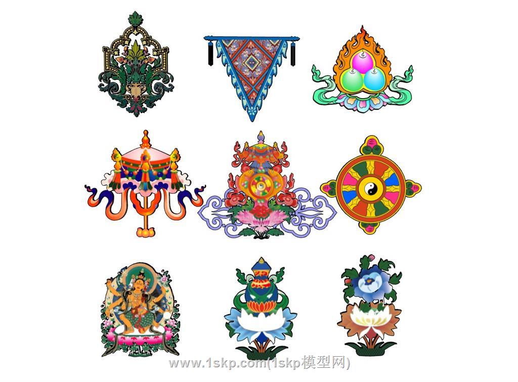 藏式藏族吉祥八宝SU模型