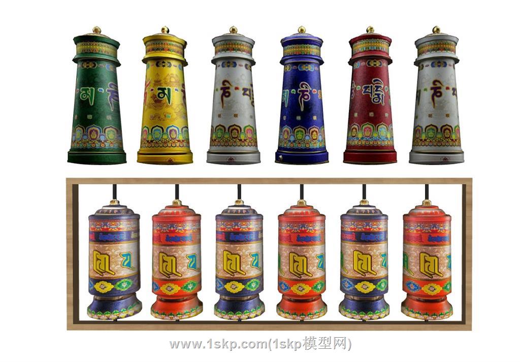 藏族藏式转经筒SU模型