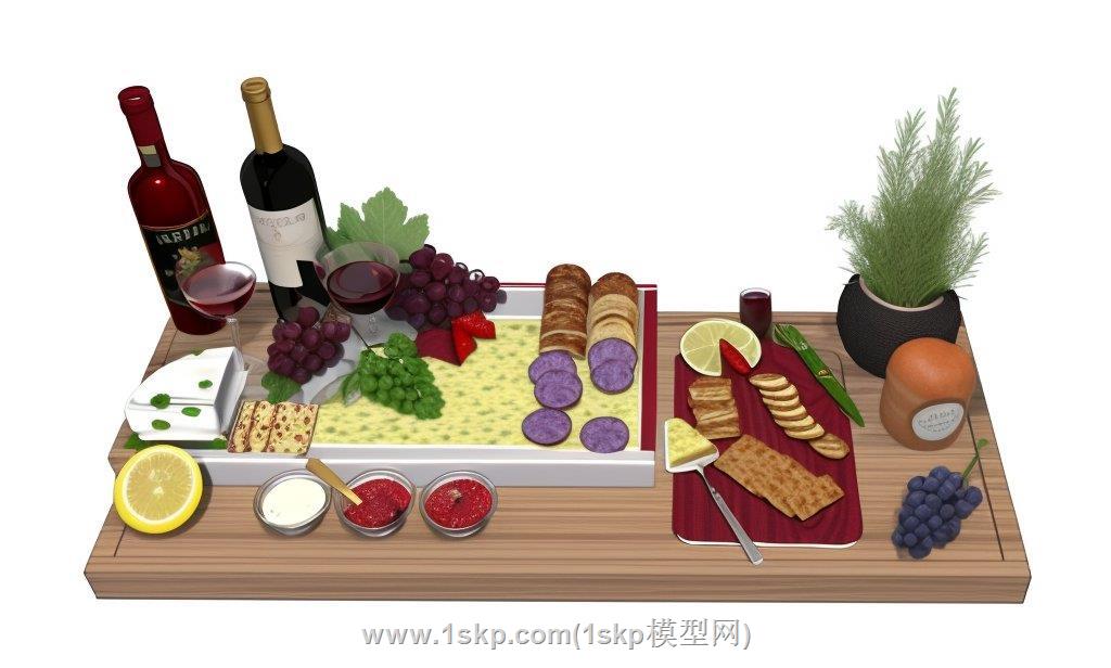 西餐食物葡萄酒托盘