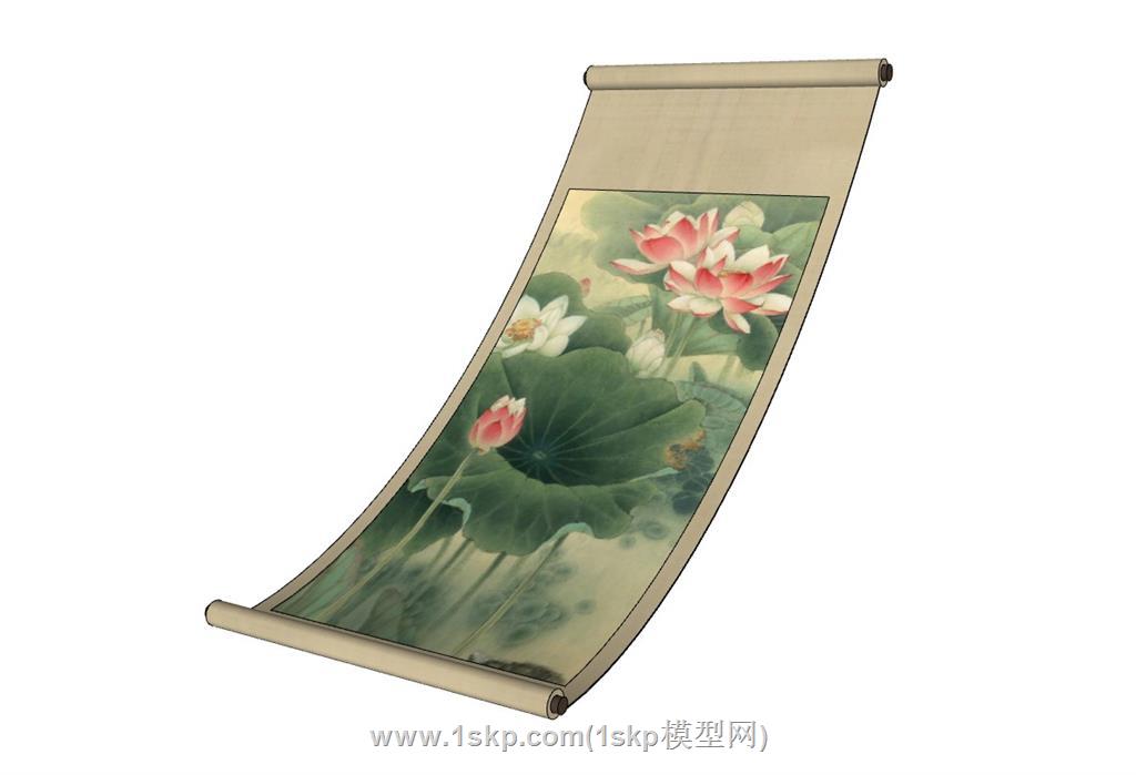 荷花卷轴画挂画装饰画