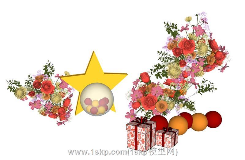 鲜花气球五角星装饰