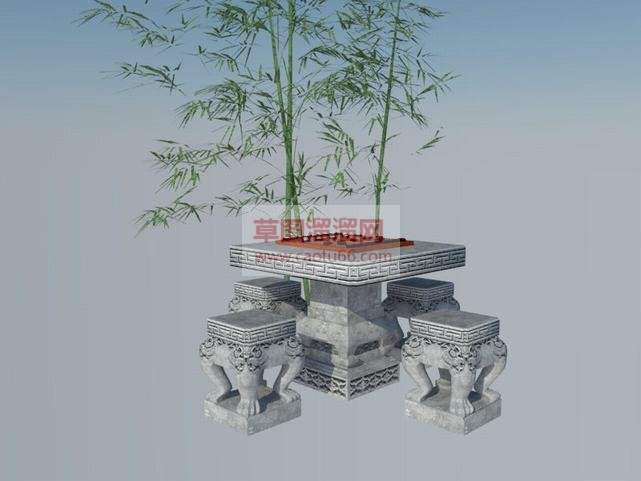 中式户外棋牌SU模型