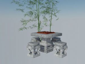 中式户外棋牌SU模型