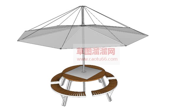 户外遮阳伞圆SU模型