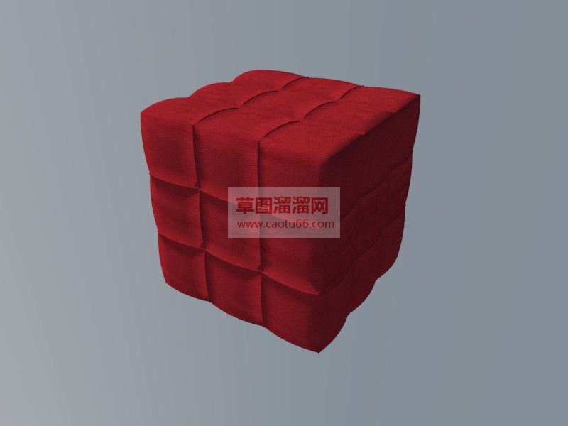 红色方形坐凳SU模型