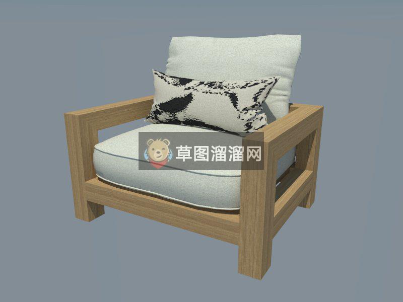 木质扶手椅SU模型