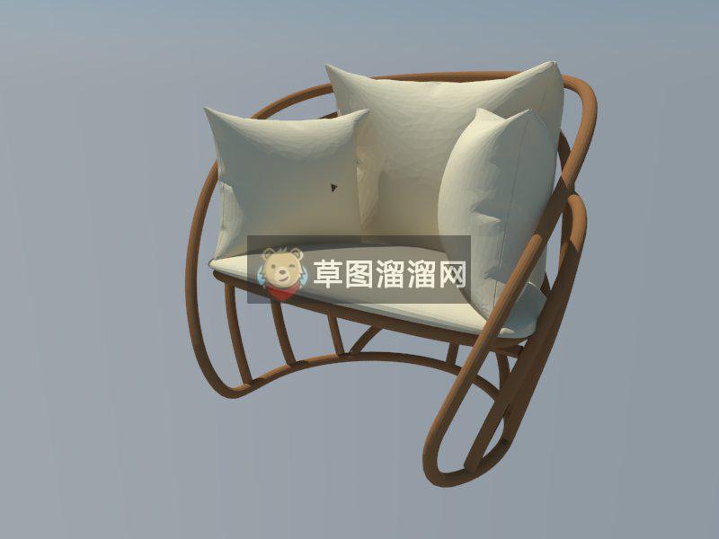 藤椅扶手椅座椅SU模型