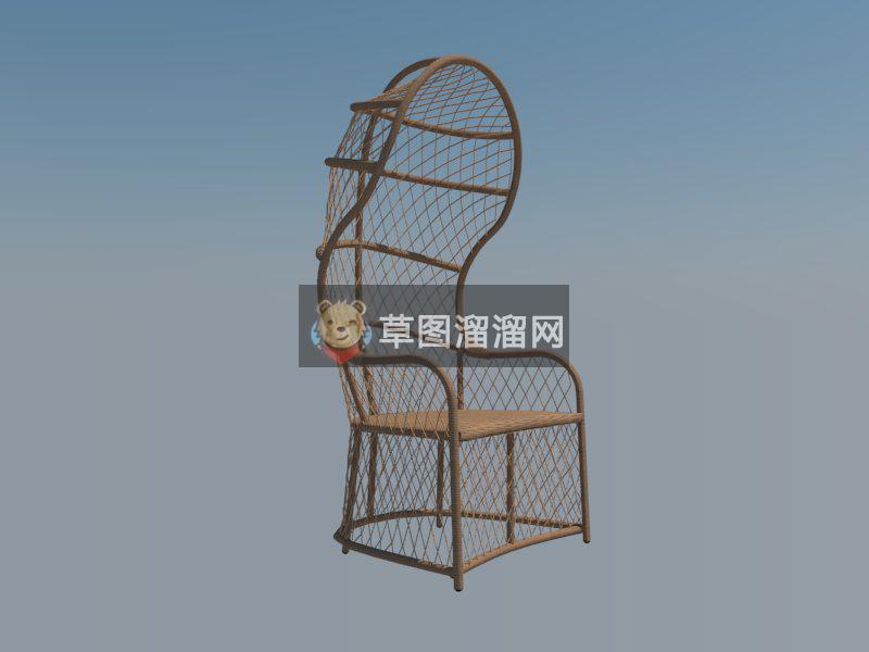 休息藤椅座椅SU模型