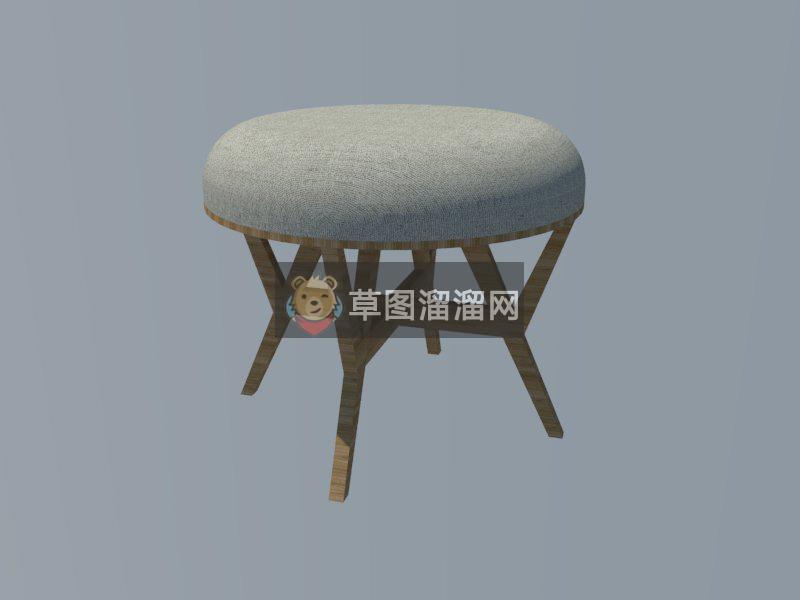 木质圆坐凳凳子SU模型
