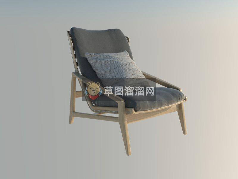 现代躺椅靠枕SU模型
