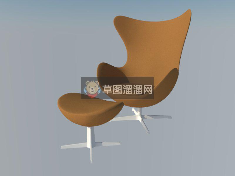 休闲椅子垫脚凳SU模型
