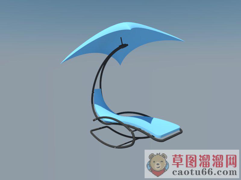 遮阳伞躺椅SU模型