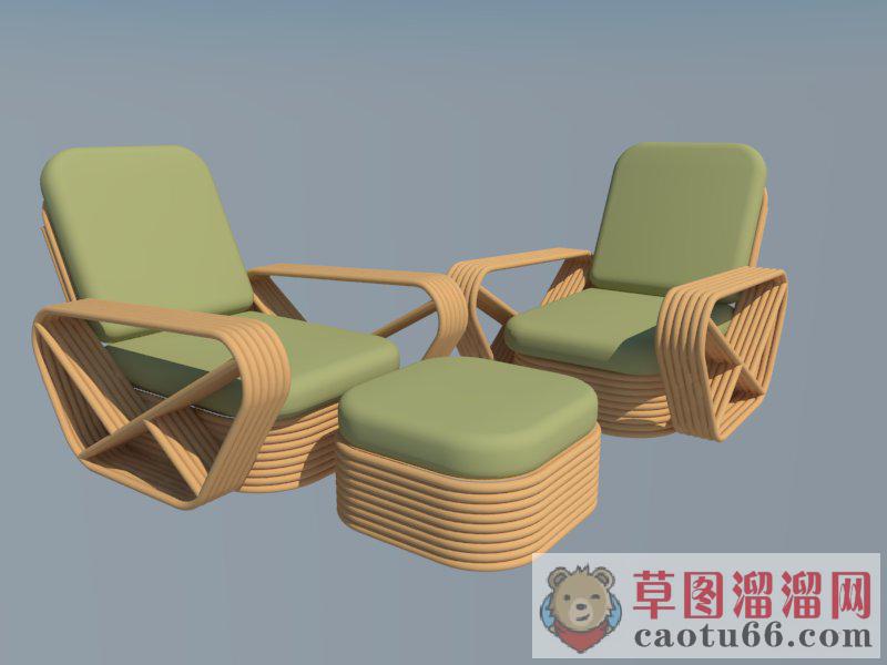 藤制扶手椅家具SU模型