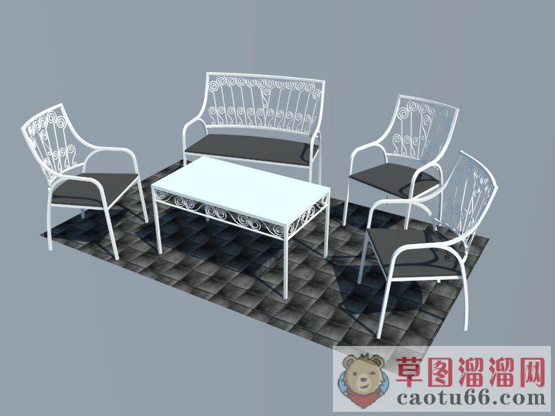 户外咖啡桌椅SU模型