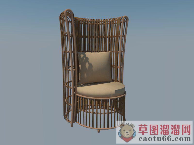 藤制座椅椅子SU模型