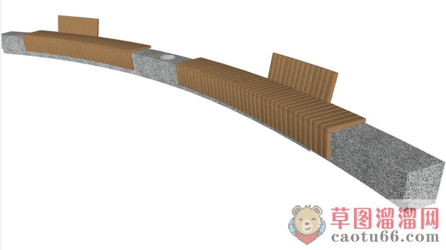 户外石质长椅SU模型