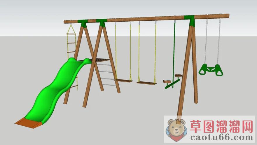 儿童滑滑梯秋千椅SU模型