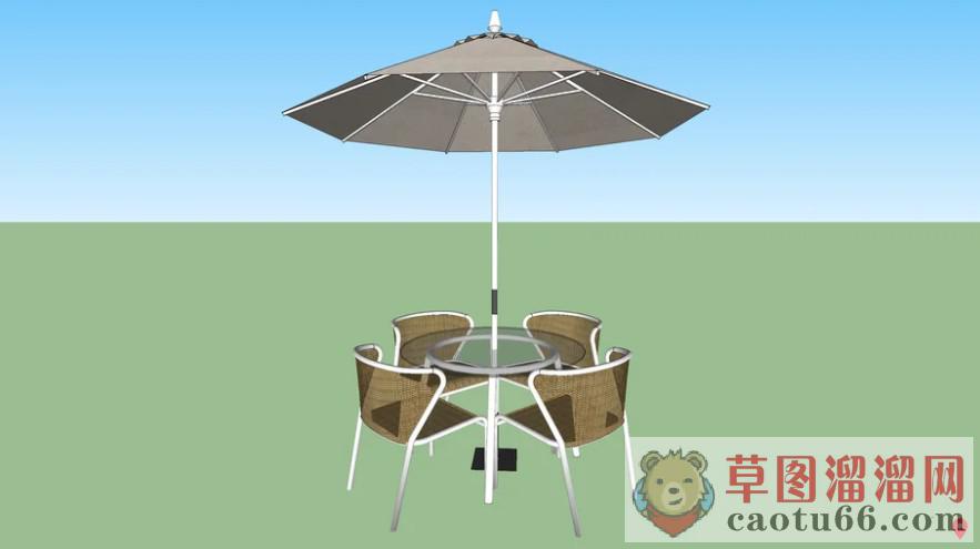 户外遮阳伞座椅SU模型