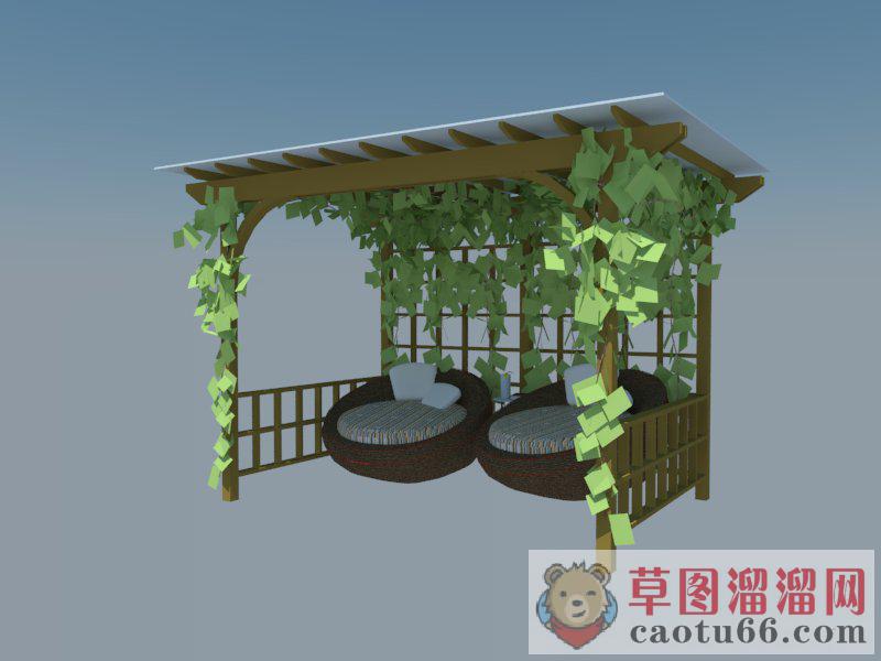 庭院凉棚架爬藤植物SU模型