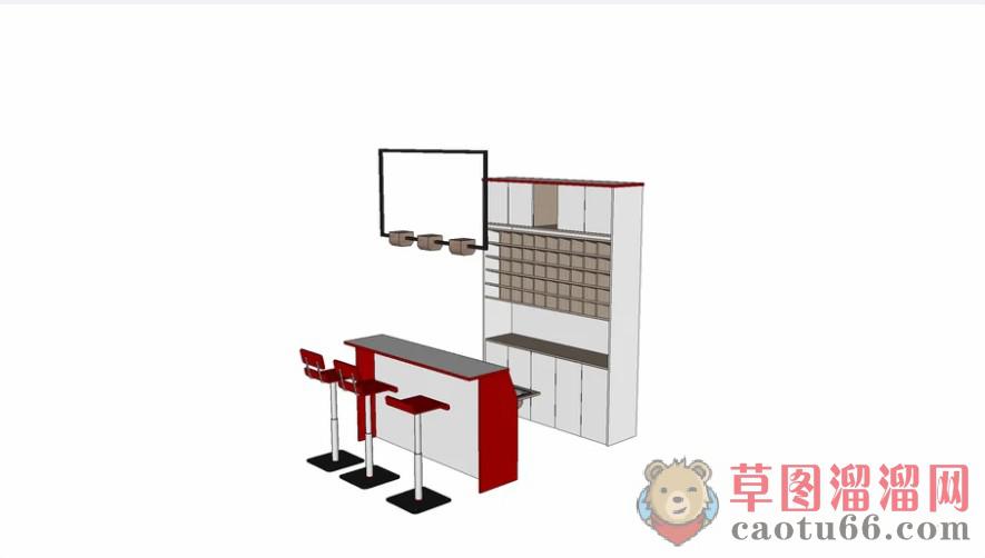 迷你吧台柜吧台椅SU模型