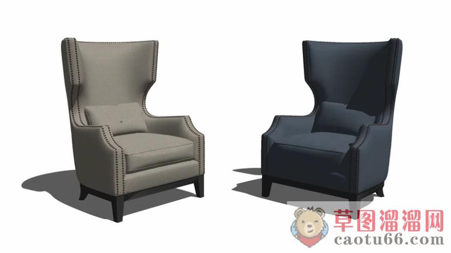 皮制扶手椅椅子SU模型