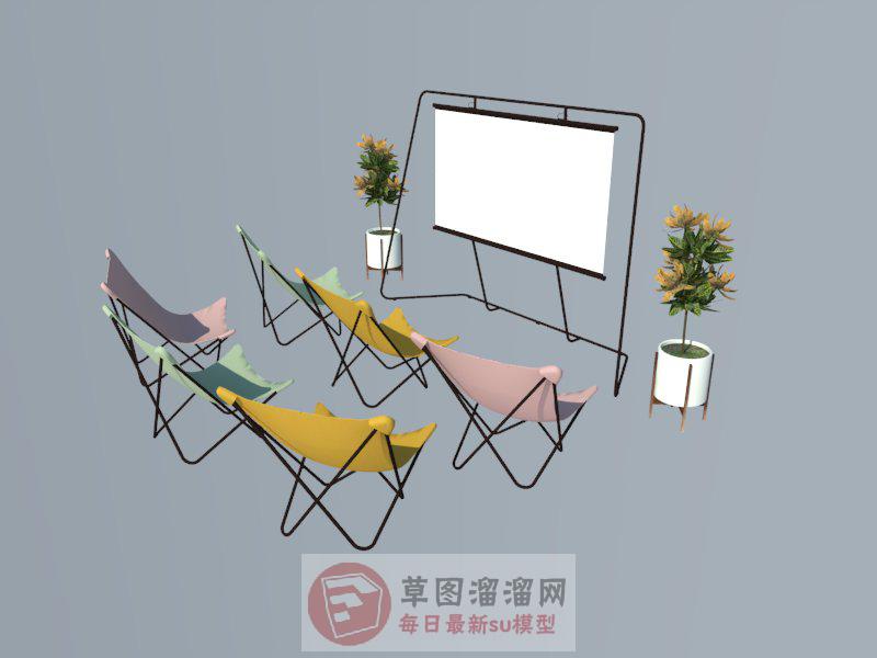上课小黑板座椅SU模型
