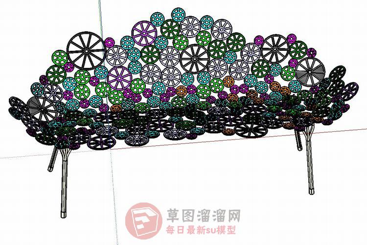户外坐凳长凳创意凳子SU模型
